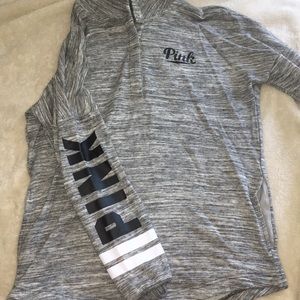 GREY VICTORIA SECRET PINK BUTTOM UP SWEATSHIRT
